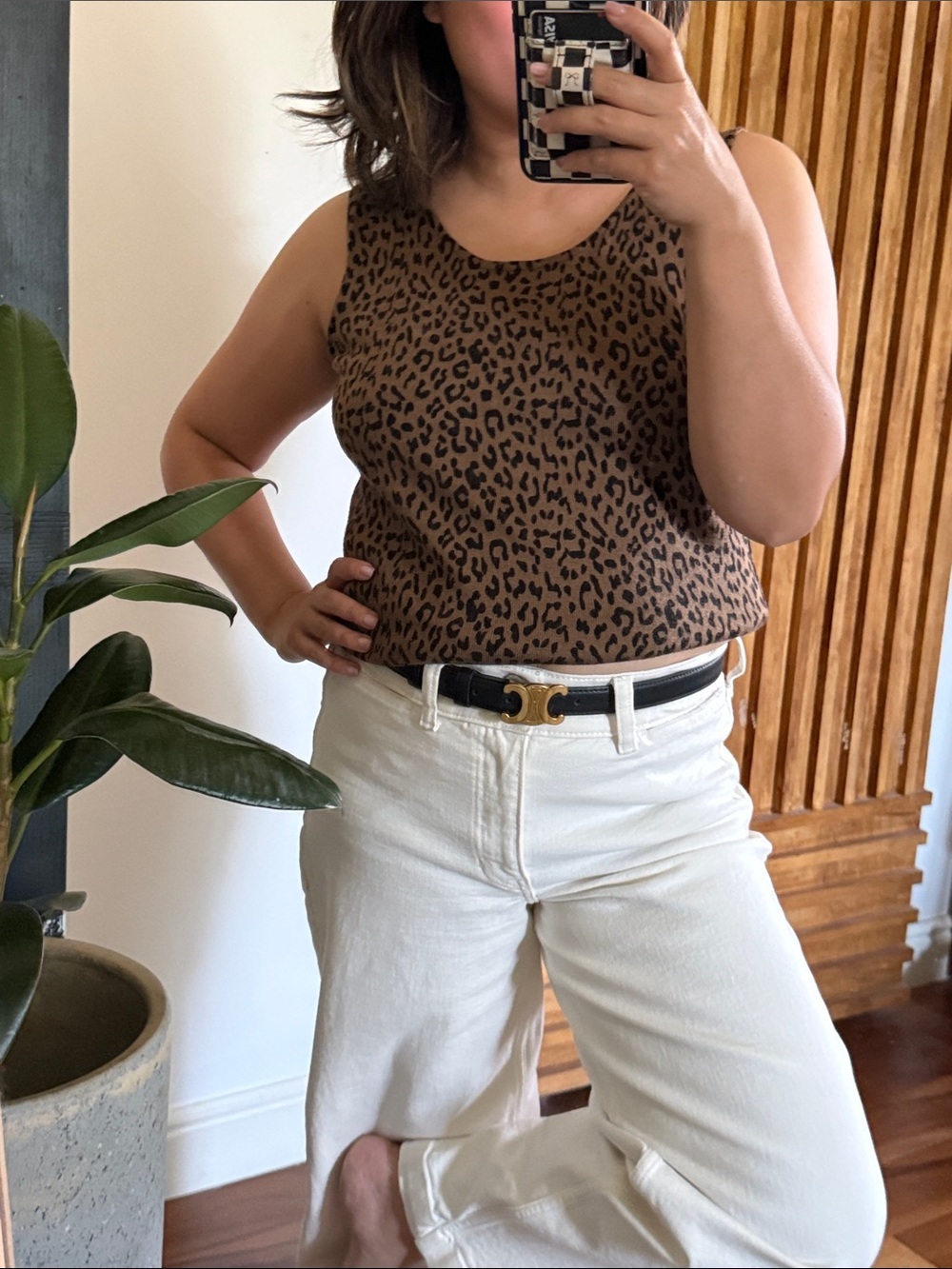 Tahari Leopard Wool Blend Tank Top. 10/M